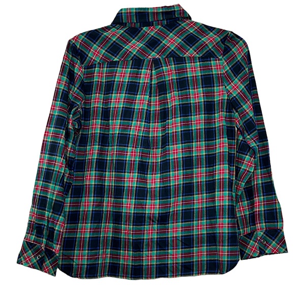 💥2/$15 NWOT Appleseed’s blue green red plaid Henley long sleeve top size medium - Picture 5 of 9